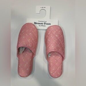 Charter Club Pink Quilted Memory Foam Slippers Large 9-10